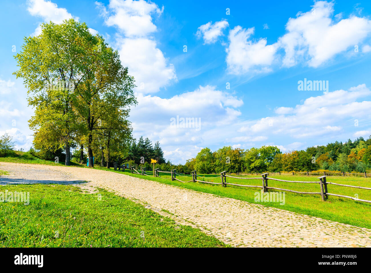 Walking path to Rabsztyn castle located in small village in southern Poland Stock Photo