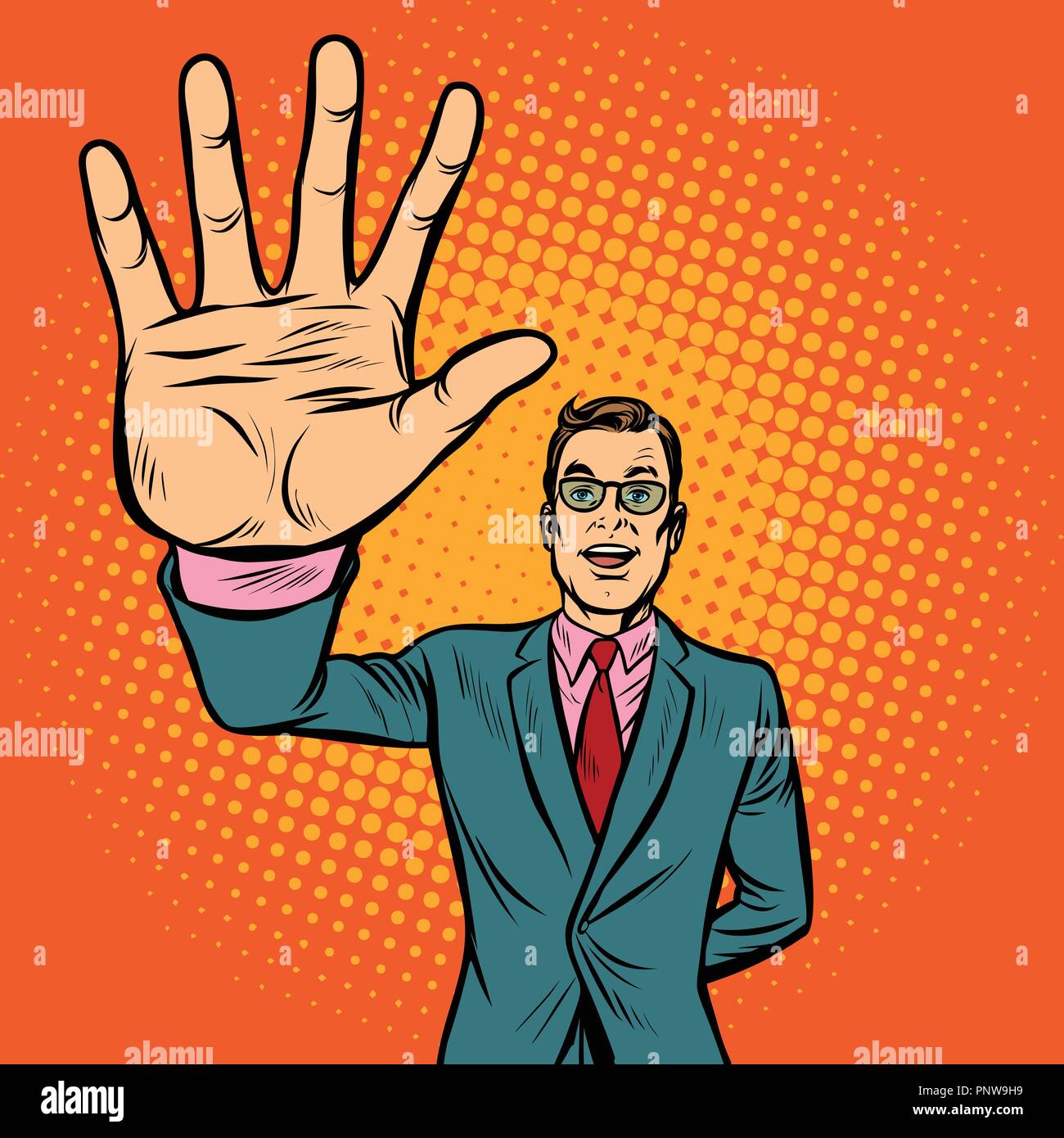 Hands Give Five Pop Art Male Hands In A Gesture Of Success Yellow And Red  Sweaters Vintage Cartoon Retro Vector Illustration Stock Illustration -  Download Image Now - iStock