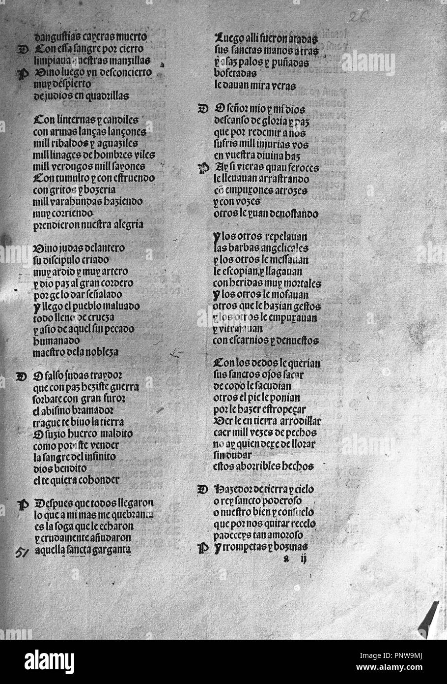 AUTO DE LA PASION - SIGLO XVI - PIEZA TEATRAL CON ACOMPAÑAMIENTO MUSICAL. Author: FERNANDEZ, LUCAS. Location: BIBLIOTECA NACIONAL-COLECCION. MADRID. SPAIN. Stock Photo