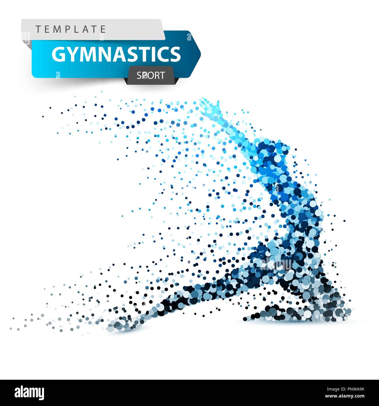 Gymnastics, sport - dot illustration on the white background. Stock Vector