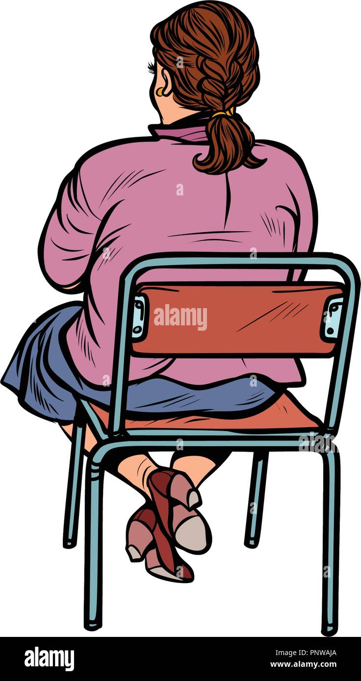 Woman back sitting on a chair. Pop art retro vector illustration vintage kitsch Stock Vector