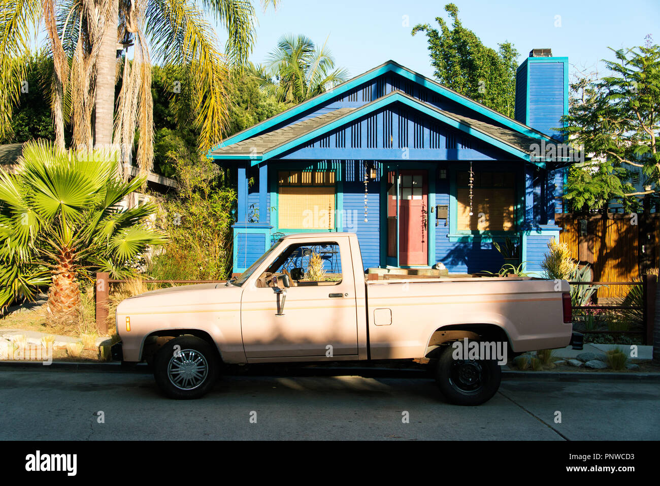 A view of a classic vintage car in the street in Los Angeles Stock