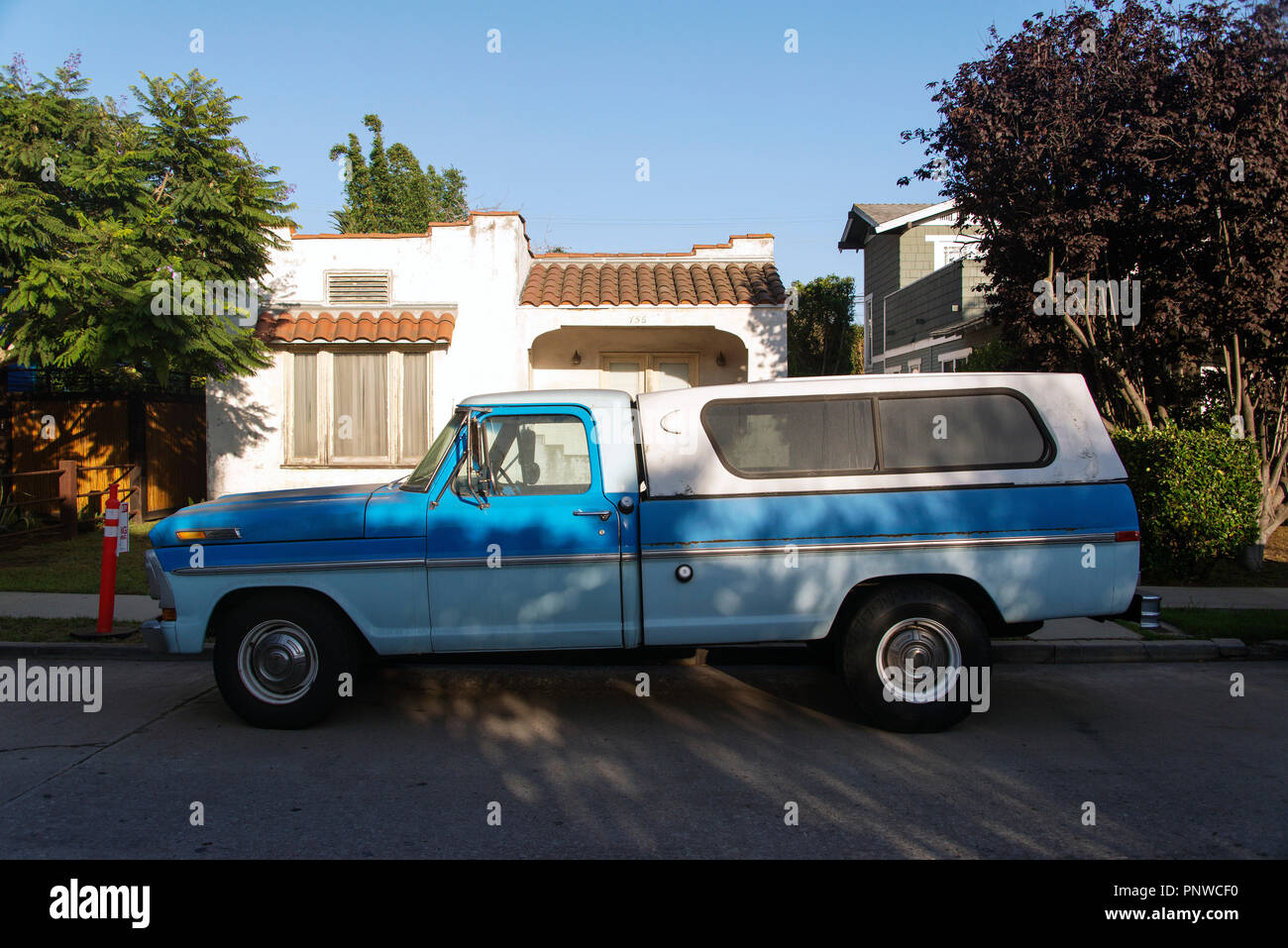 A view of a classic vintage car in the street in Los Angeles Stock