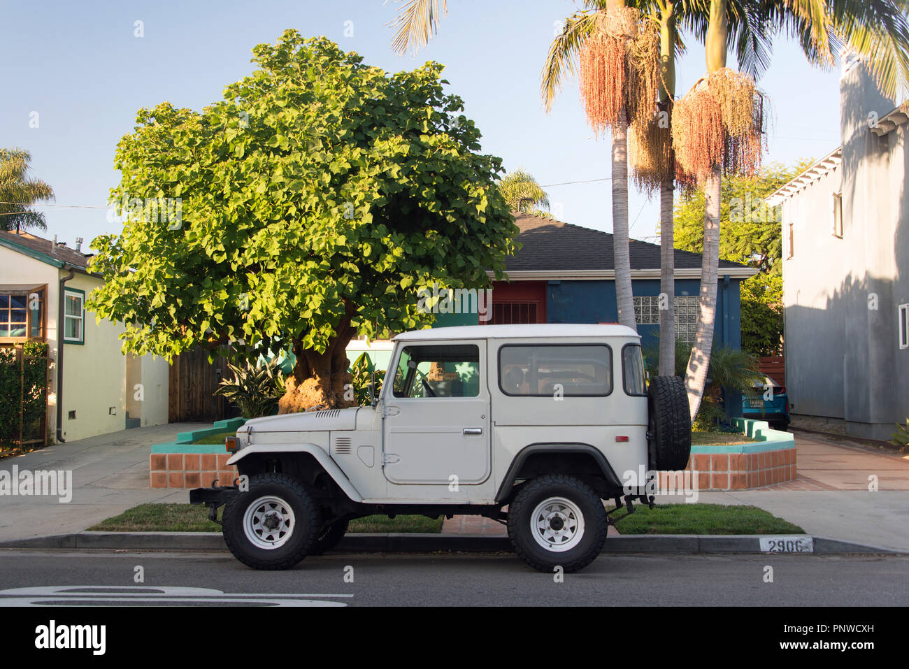 A view of a classic vintage car in the street in Los Angeles Stock