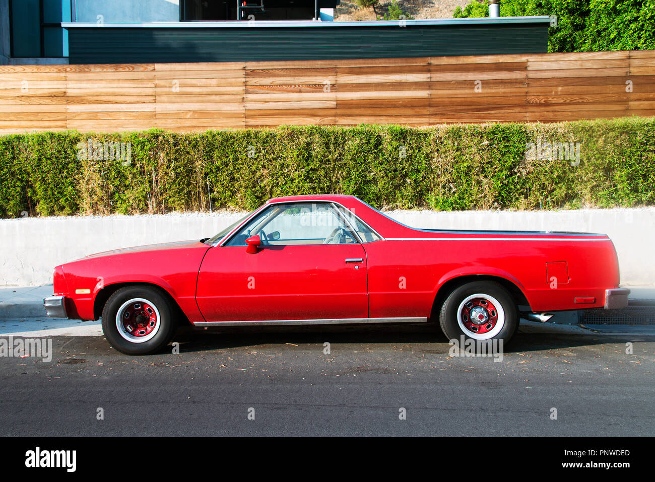 A view of a classic vintage car in the street in Los Angeles Stock