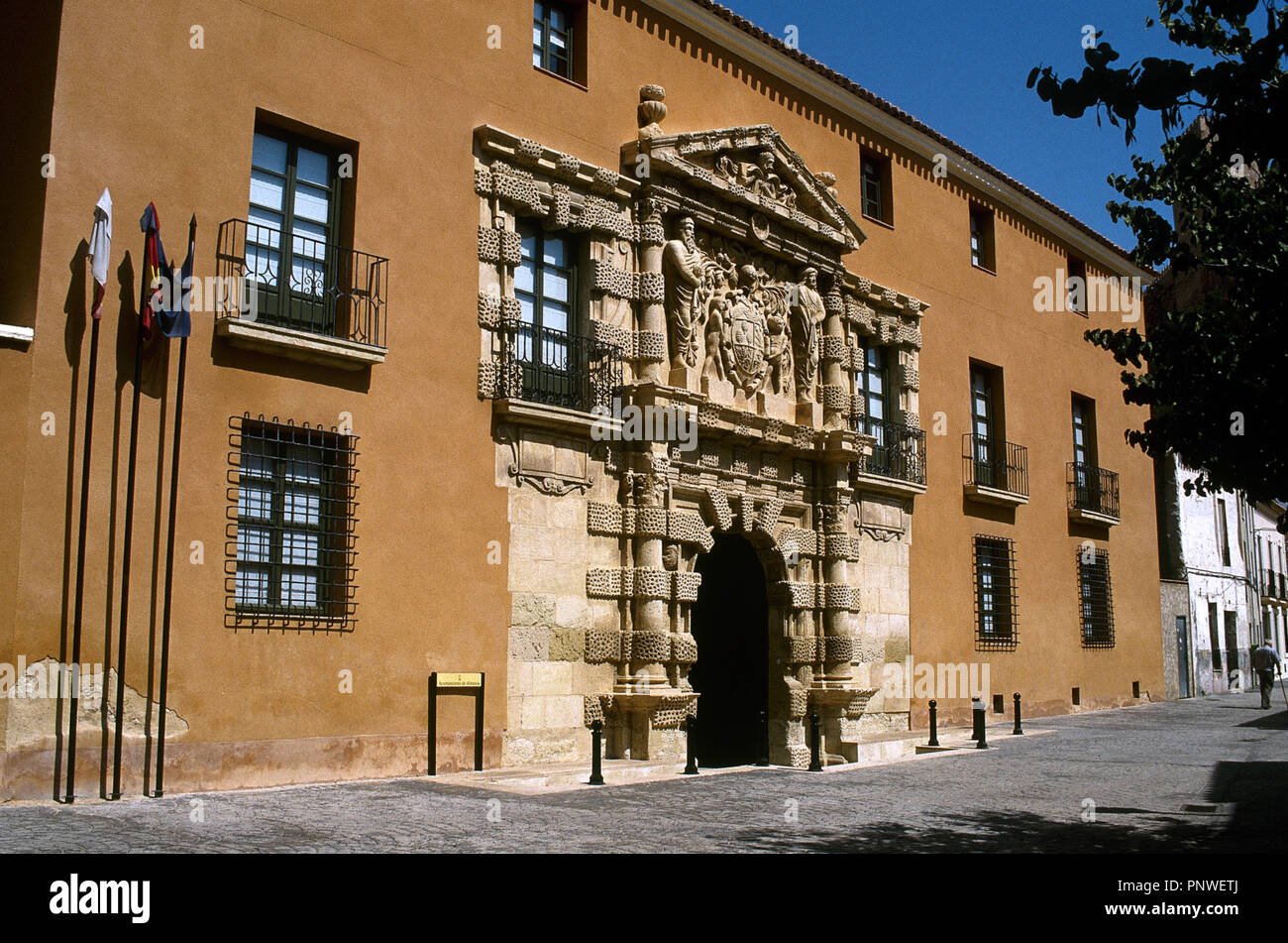 Spain. Almansa. City Hall. Located in the Big House or Palace of the Counts of Cirat, built in the 16th century in Mannerist style. Main facade. Stock Photo