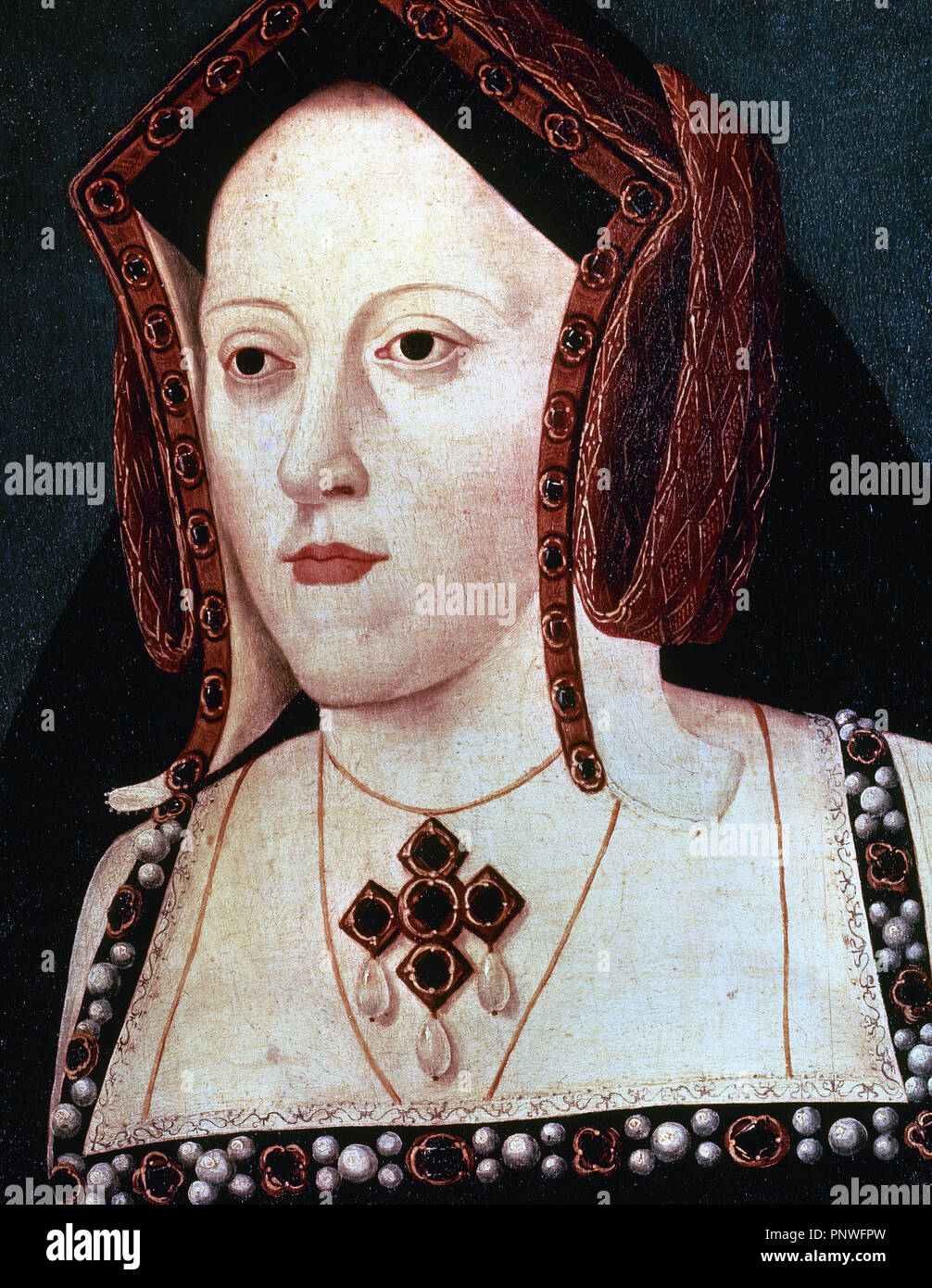 Katherine of Aragon (1485-1536). Queen of England. First wife of Henry VIII. Unknown artist. Early 18th century. National Portrait Gallery. London. United Kingdom. Stock Photo