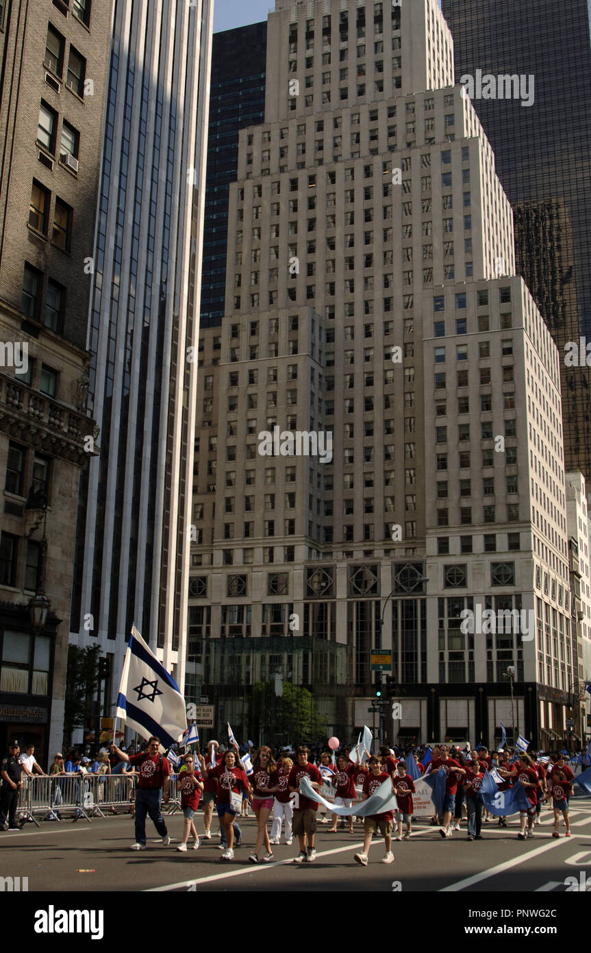 Parade held on Fifth Avenue, to mark 60 years since the creation of the State of Israel. New York. United States. Stock Photo