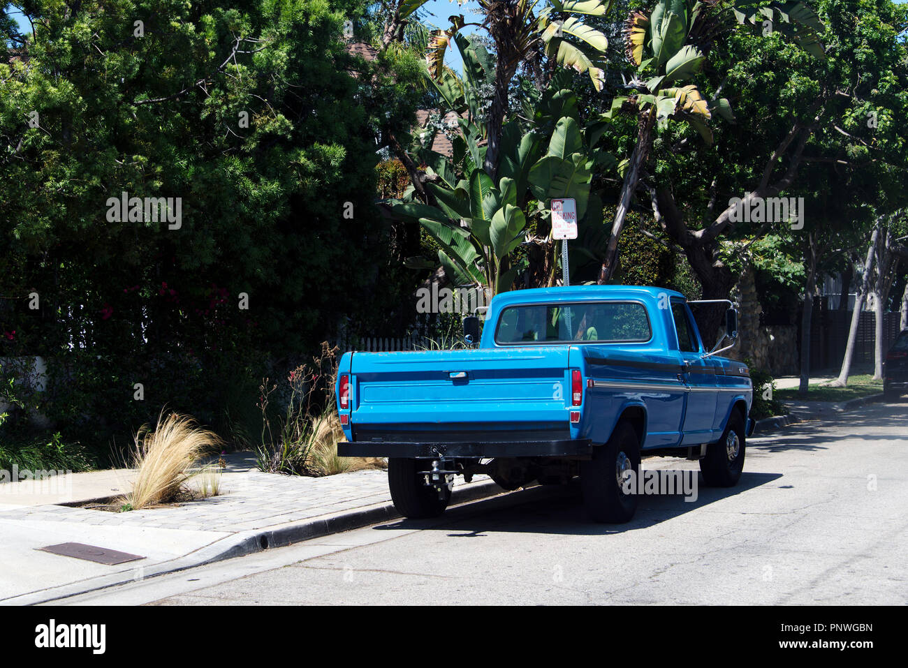 A view of a classic vintage car in the street in Los Angeles Stock