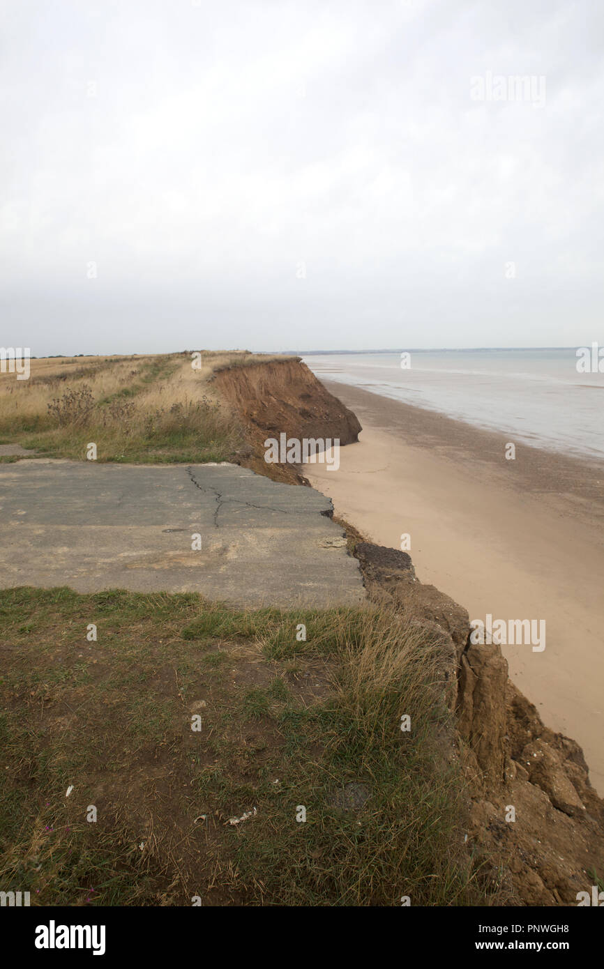 Coastal erosion on the East Yorkshire coastline Stock Photo