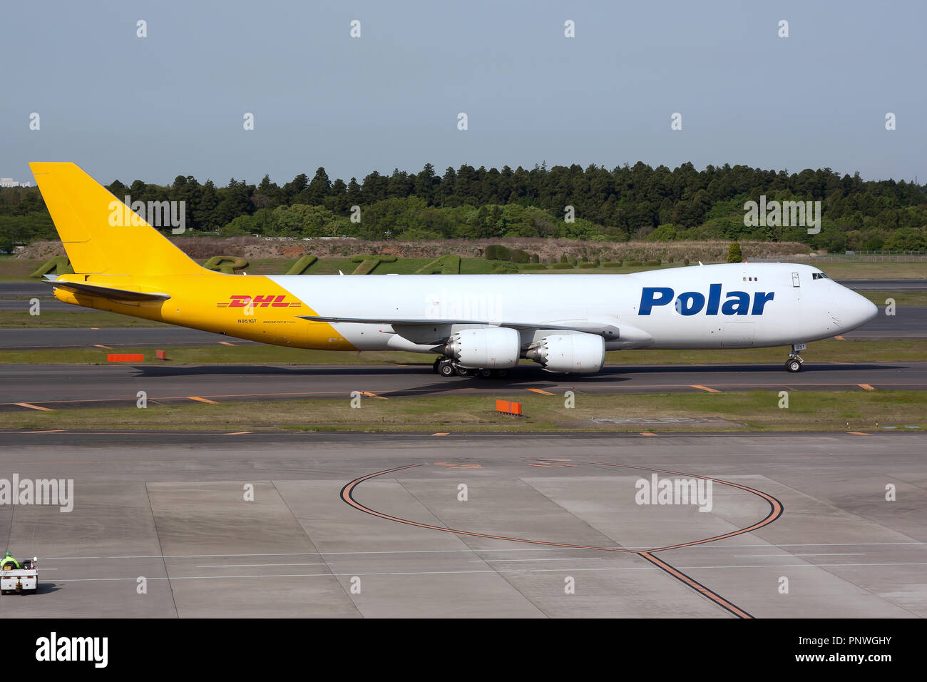 Polar Air Cargo Boeing 747-800F taxiing at Tokyo Narita airport Stock Photo