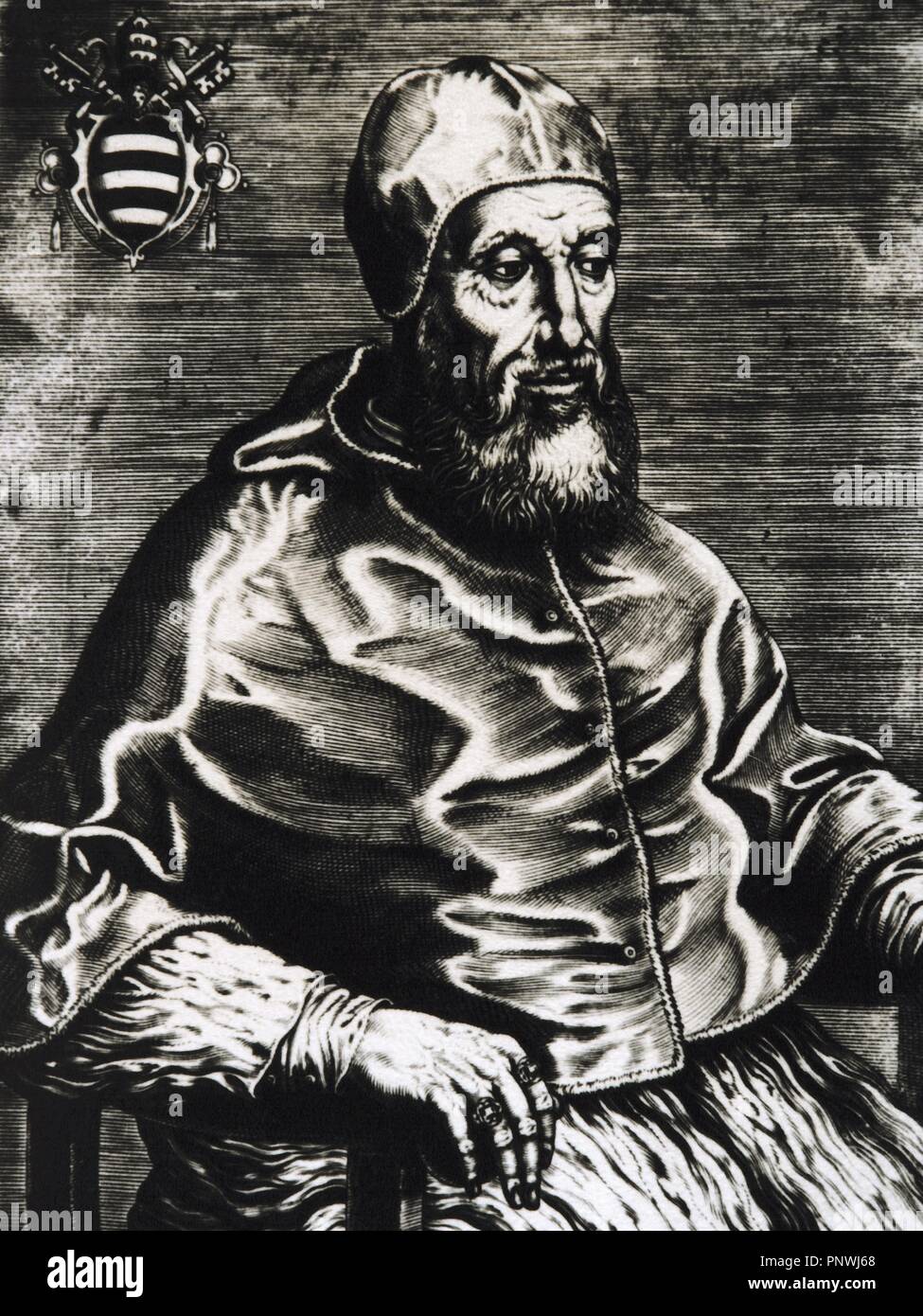Pope Paul IV (1476-1559). Pope from 1555-1559. Born Gian Pietro Carafa.  Portrait. Engraving Stock Photo - Alamy