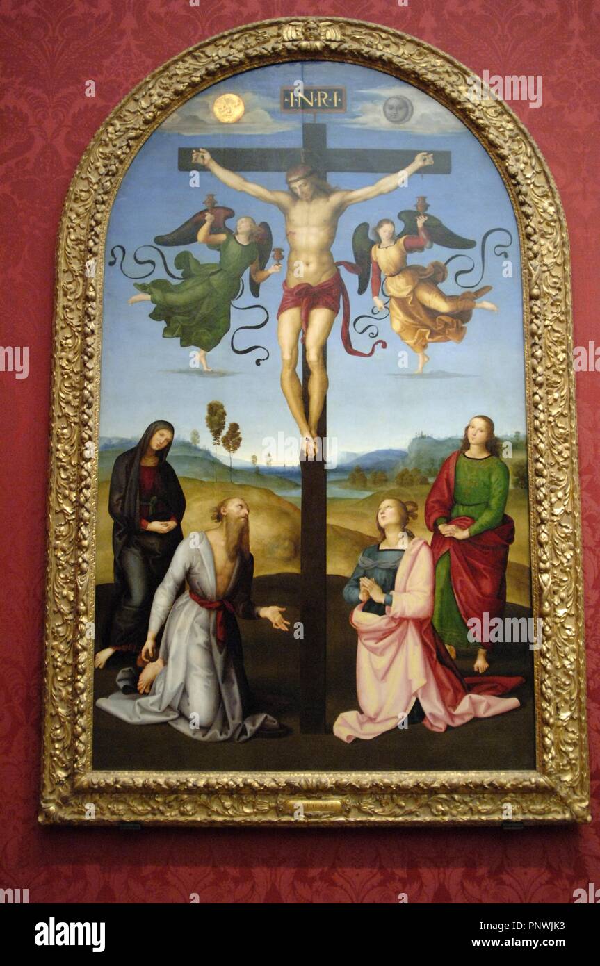 Raphael (Raffaello Sanzio da Urbino) (1483-1520). Italian painter. The Mond Crucifixion. 1502-1503. National Gallery. London. United Kingdom. Stock Photo