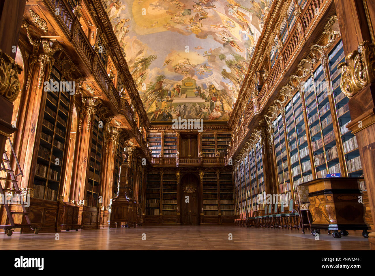 Library of Strahov Monastery (Philosophical Hall) in Prague, Czech Republic Stock Photo