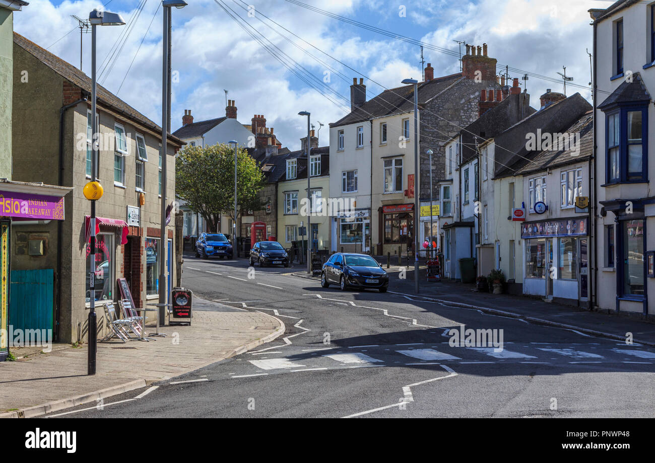 Isle of Portland village of easton high street, gardens, memorial clock