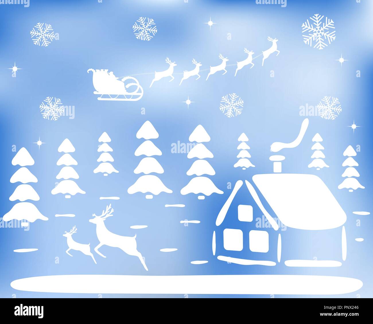 Stickers Christmas landscape for the holiday Stock Vector