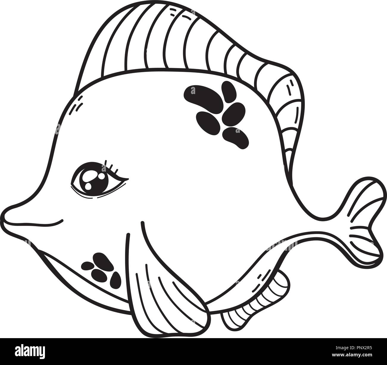 outline-cute-fish-tropical-sea-animal-stock-vector-image-art-alamy