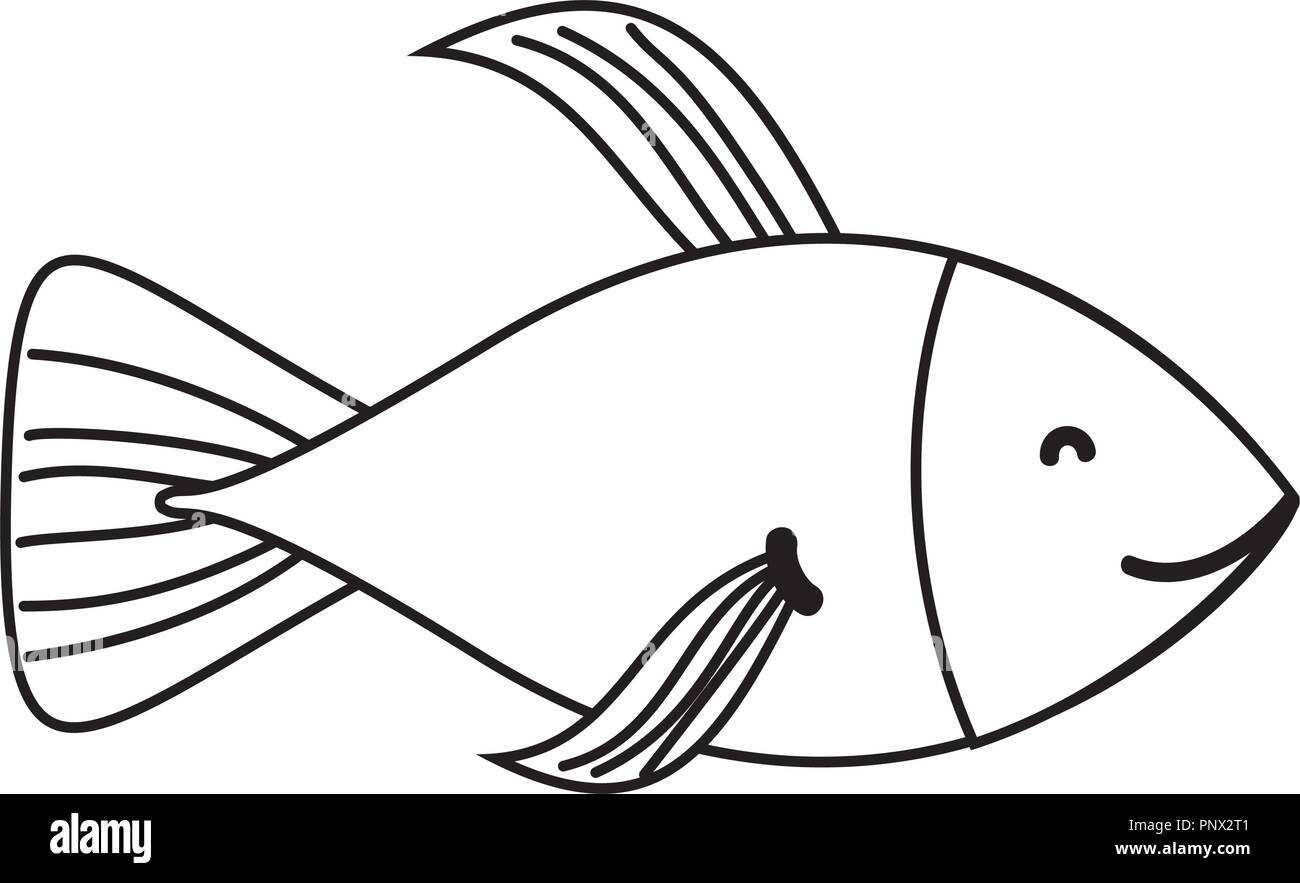 outline cute tropical fish sea animal Stock Vector Image & Art - Alamy