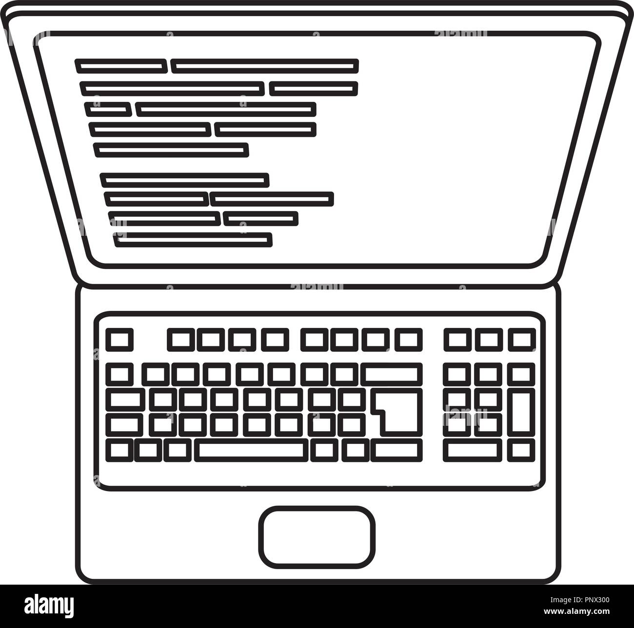 outline laptop with data code programming technology Stock Vector