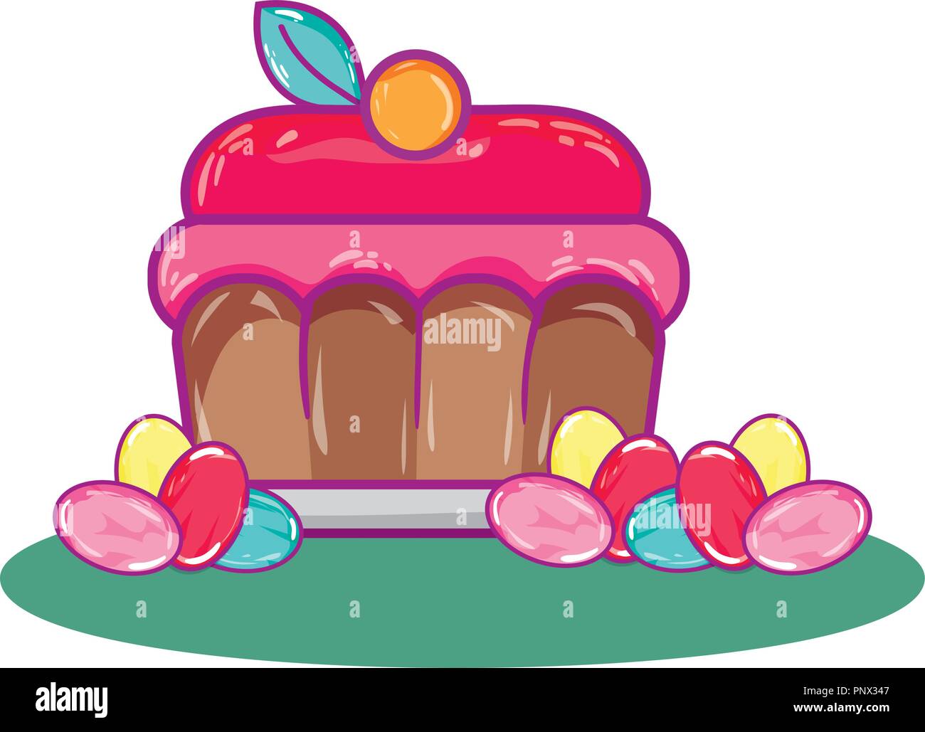 Dlicious delicious sweet cake with candies decoration Stock Vector Image & Art ...