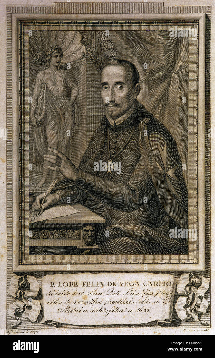 Felix  Lope de Vega y Carpio (1562-1635). Spanish playwright and poet, one of the key figures in the Spanish Golden Century Baroque literature. Stock Photo