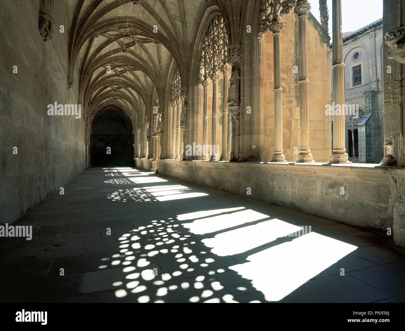 Spain. Najera. Royal Saint Mary's Monastery. Cloister of the Knights. 16th century. Gallery. Stock Photo