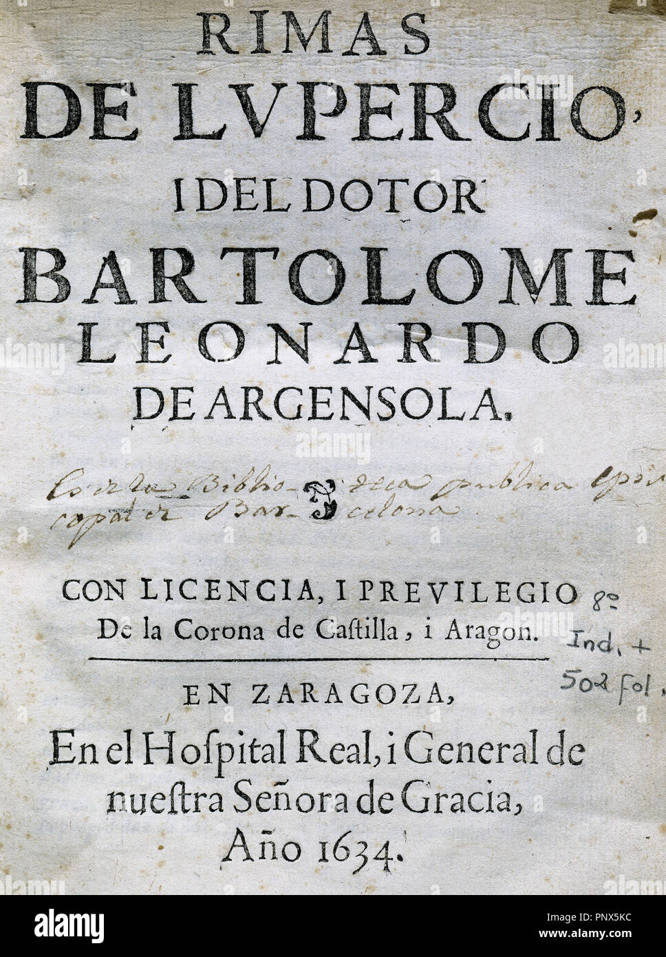 Rimas de lupercio y del doctor bartolome leonardo de argensola hires