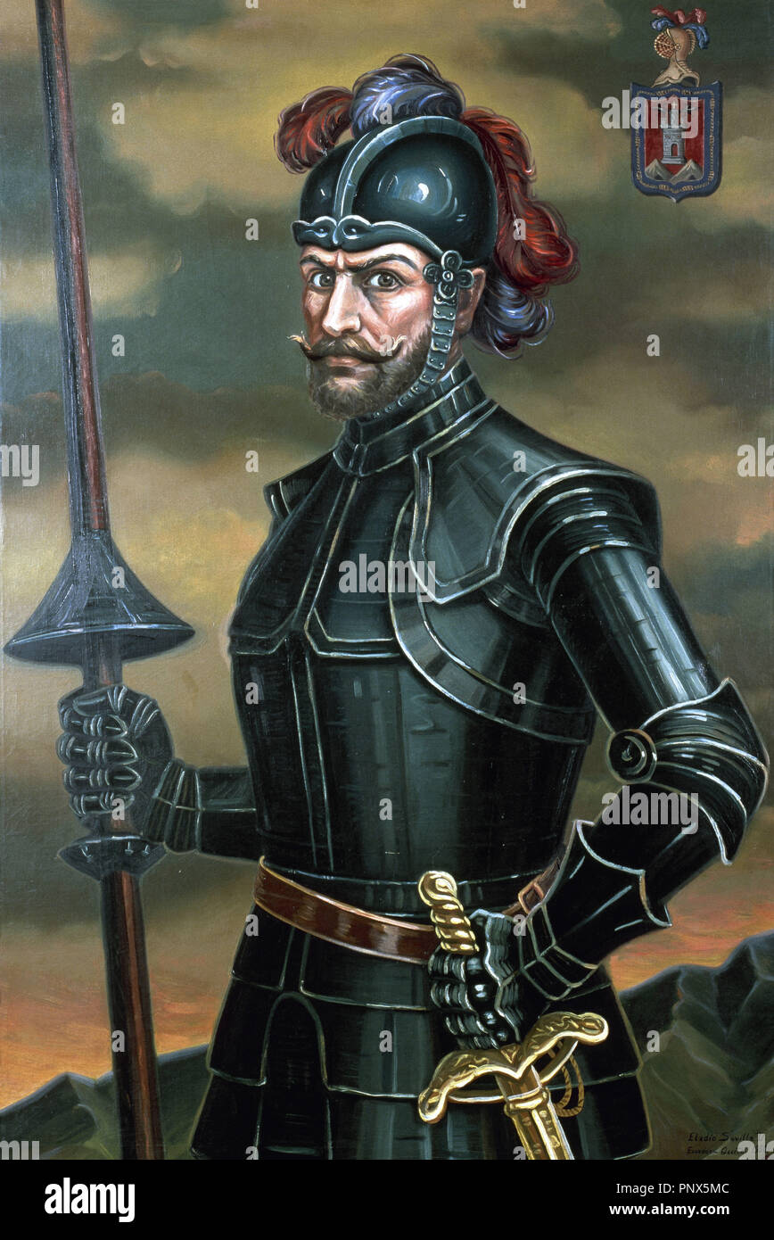 Sebastian de Belalcazar (1480-1551). Spanish conquistador. Portrait by Eladio Sevilla, 1950. Museo Municipal. Quito. Ecuador. Stock Photo