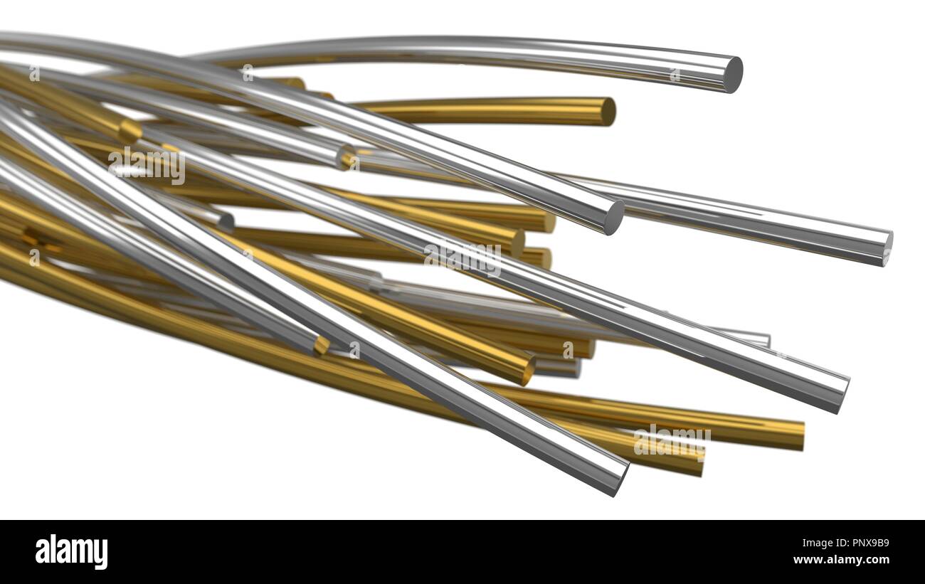 golden and silver twisting metal rods. 3d illustration Stock Photo Alamy