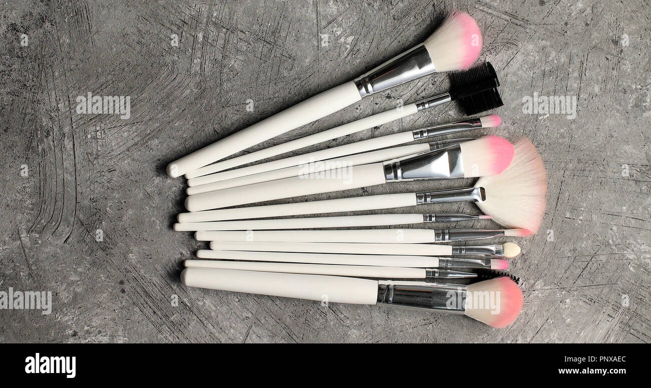 Composition of makeup brushes Stock Photo