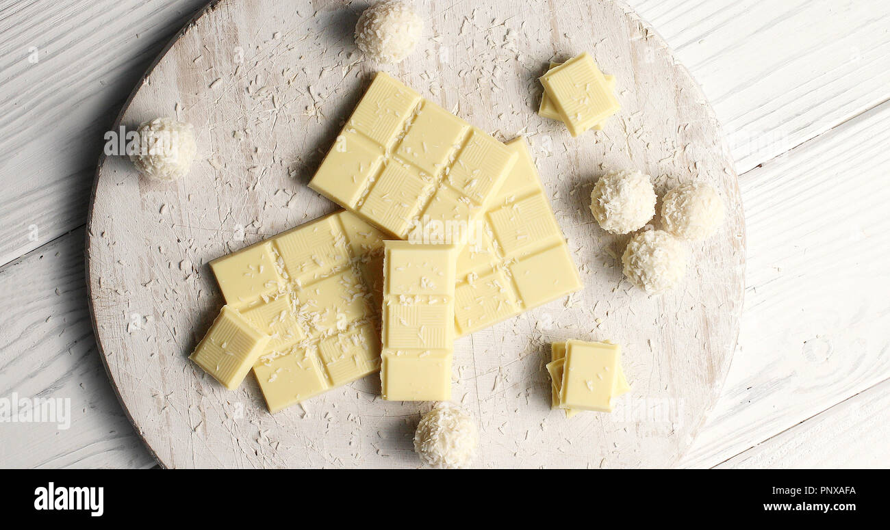 White chocolate and sweet in composition Stock Photo
