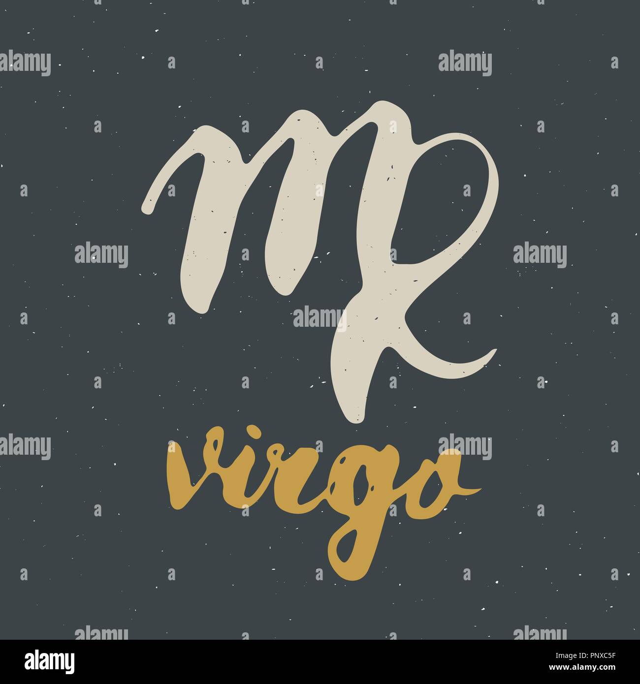 Zodiac sign Virgo and lettering. Hand drawn horoscope astrology symbol ...