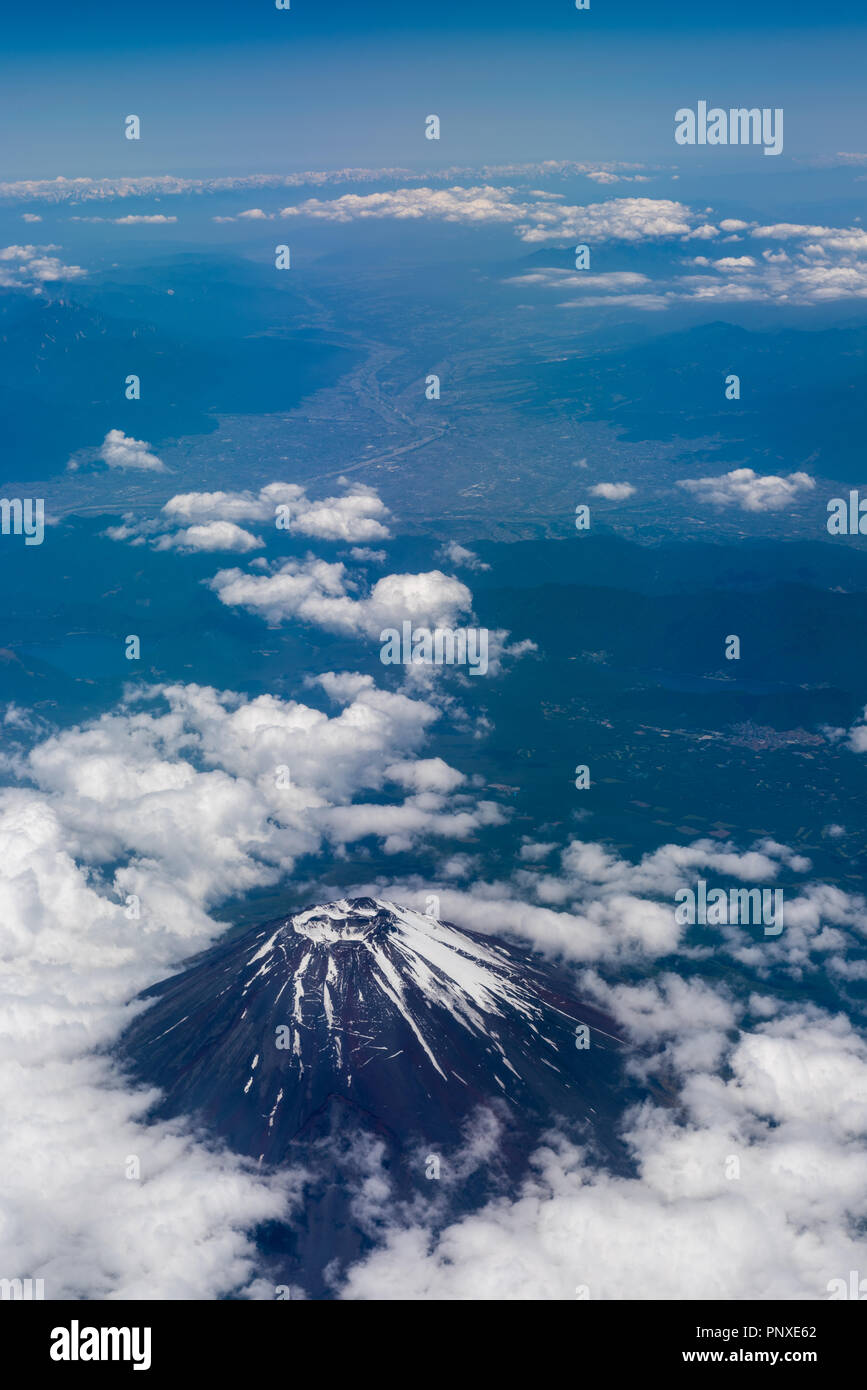 Aerial view of Mount Fuji Stock Photo