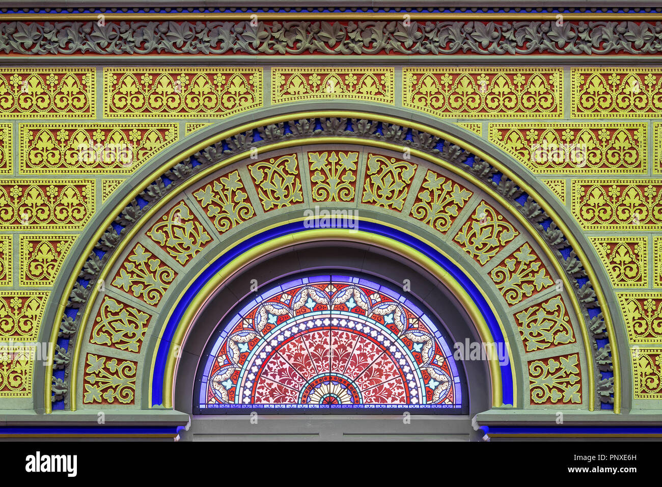 Stained glass window inside the House of Assembly chamber in the New