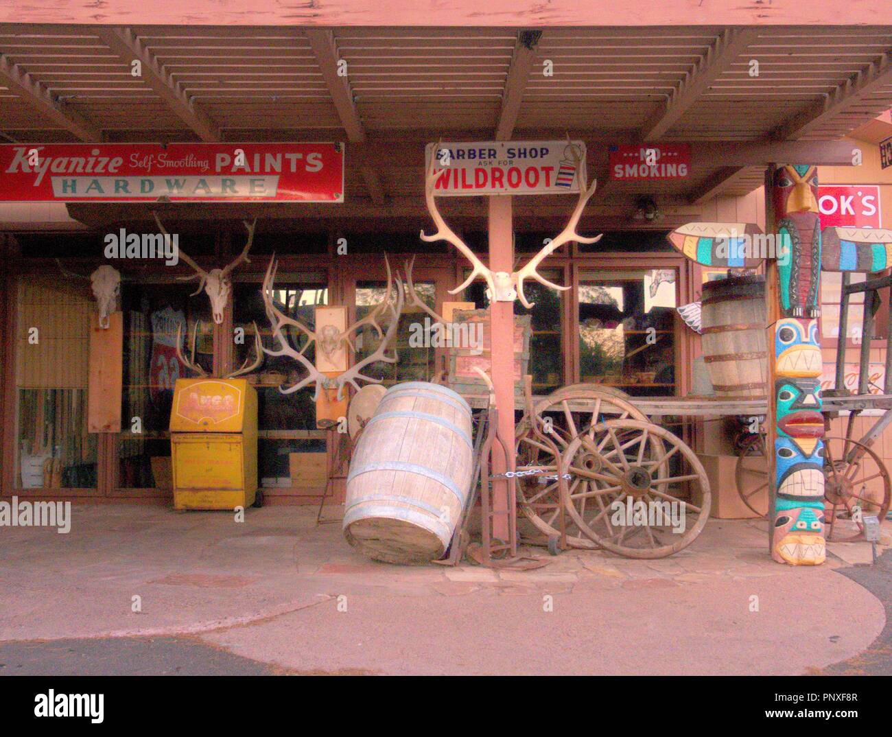 Old store in Sedona, AZ selling Old Wild West memorabilia. Stock Photo