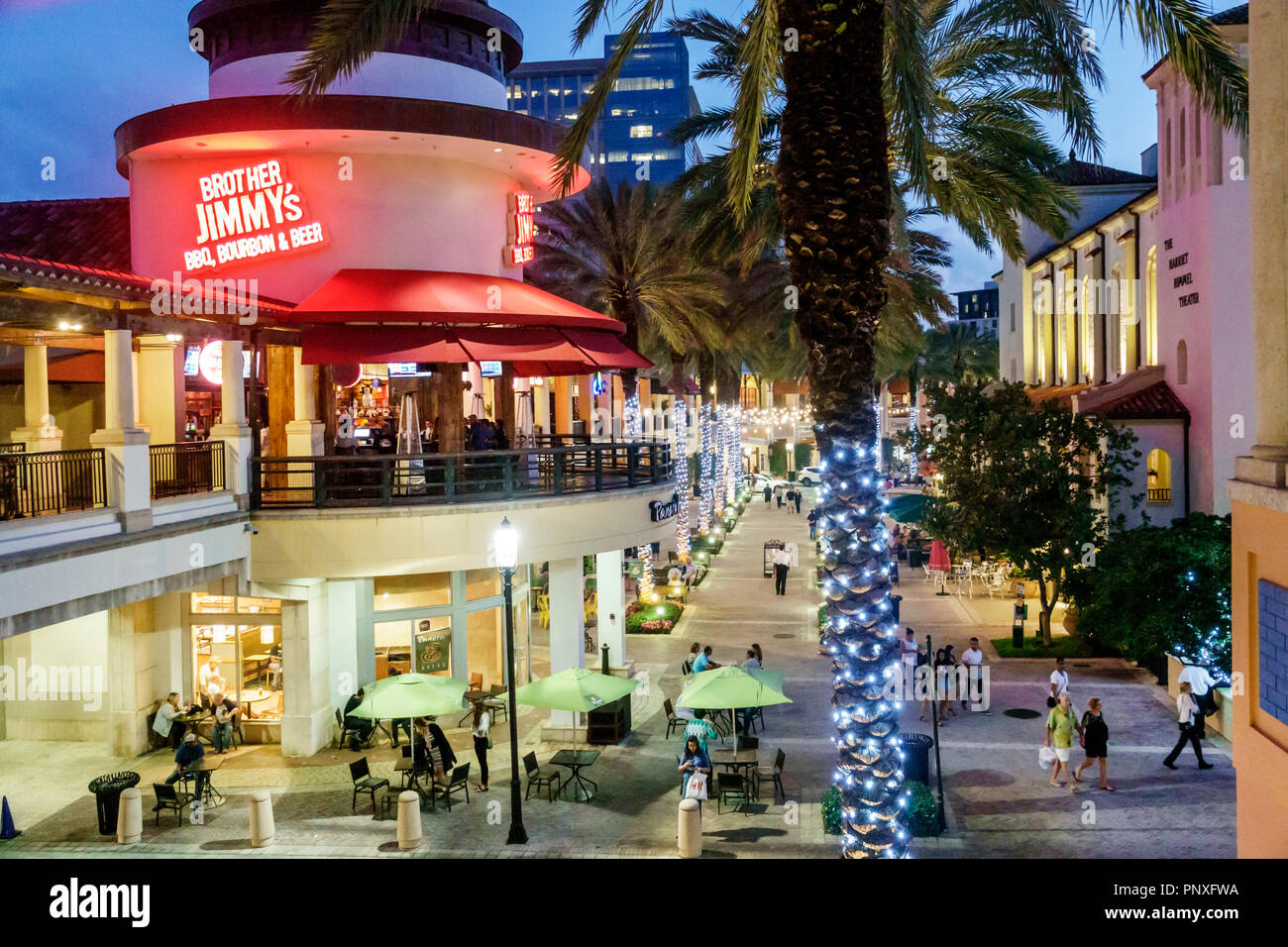 West Palm Beach Florida Cityplace Shopping Plaza Dusk Evening