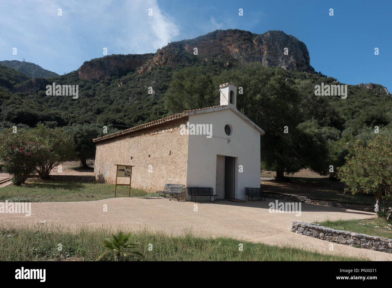 Church of San giovanni, near entrance to cave. Sardinia. Italy Stock Photo