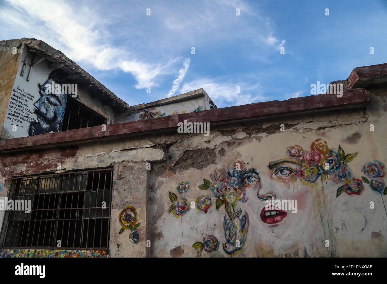 Rostro ... Murales y pinturas de la calle No reeleccion en la colonia Centro de Hermosillo. Stock Photo