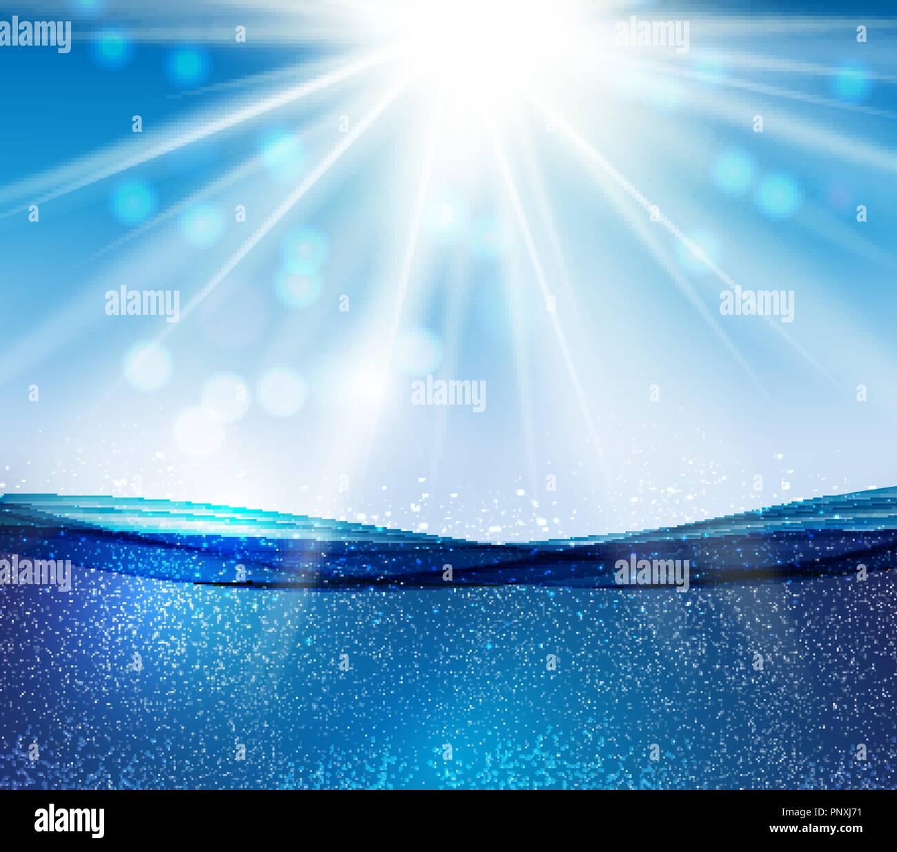 Abstract Blue underwater ocean Wave Background. Vector Illustration ...