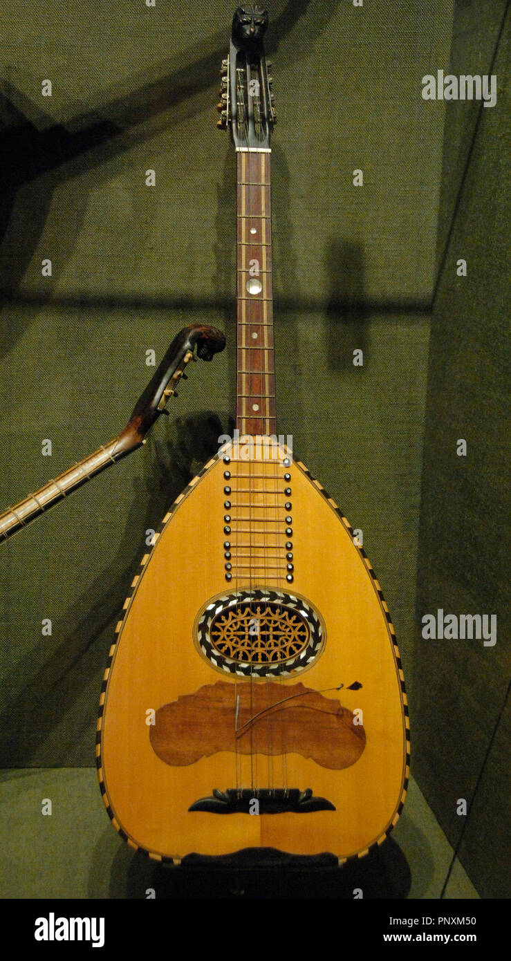 Lute. String instrument. Museum of Greek Folk Musical Instruments
