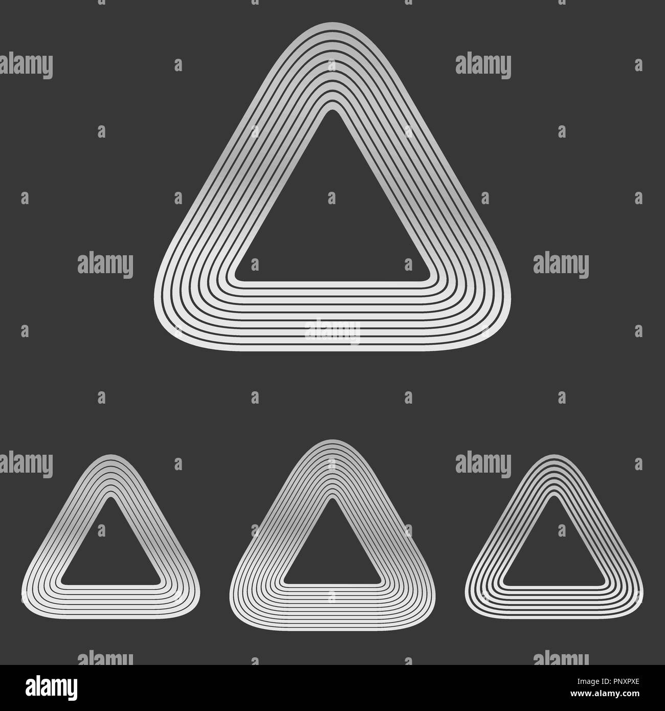 Silver line triangle logo design set Stock Vector
