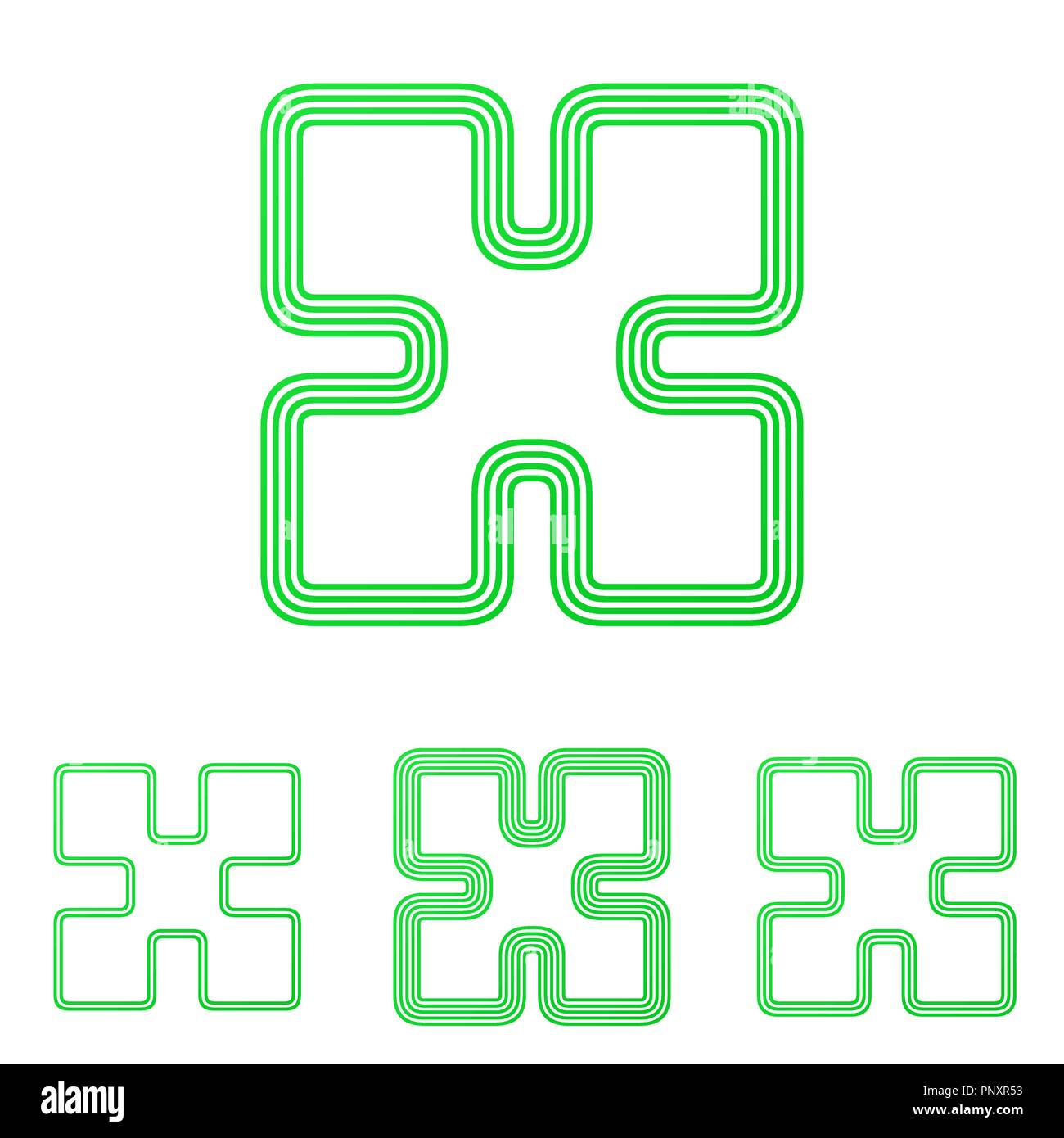Green line technology logo design set Stock Vector