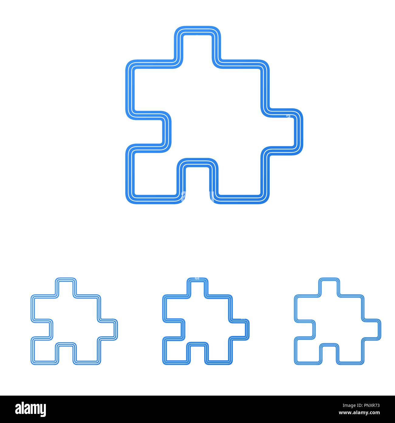 Blue line puzzle logo design set Stock Vector