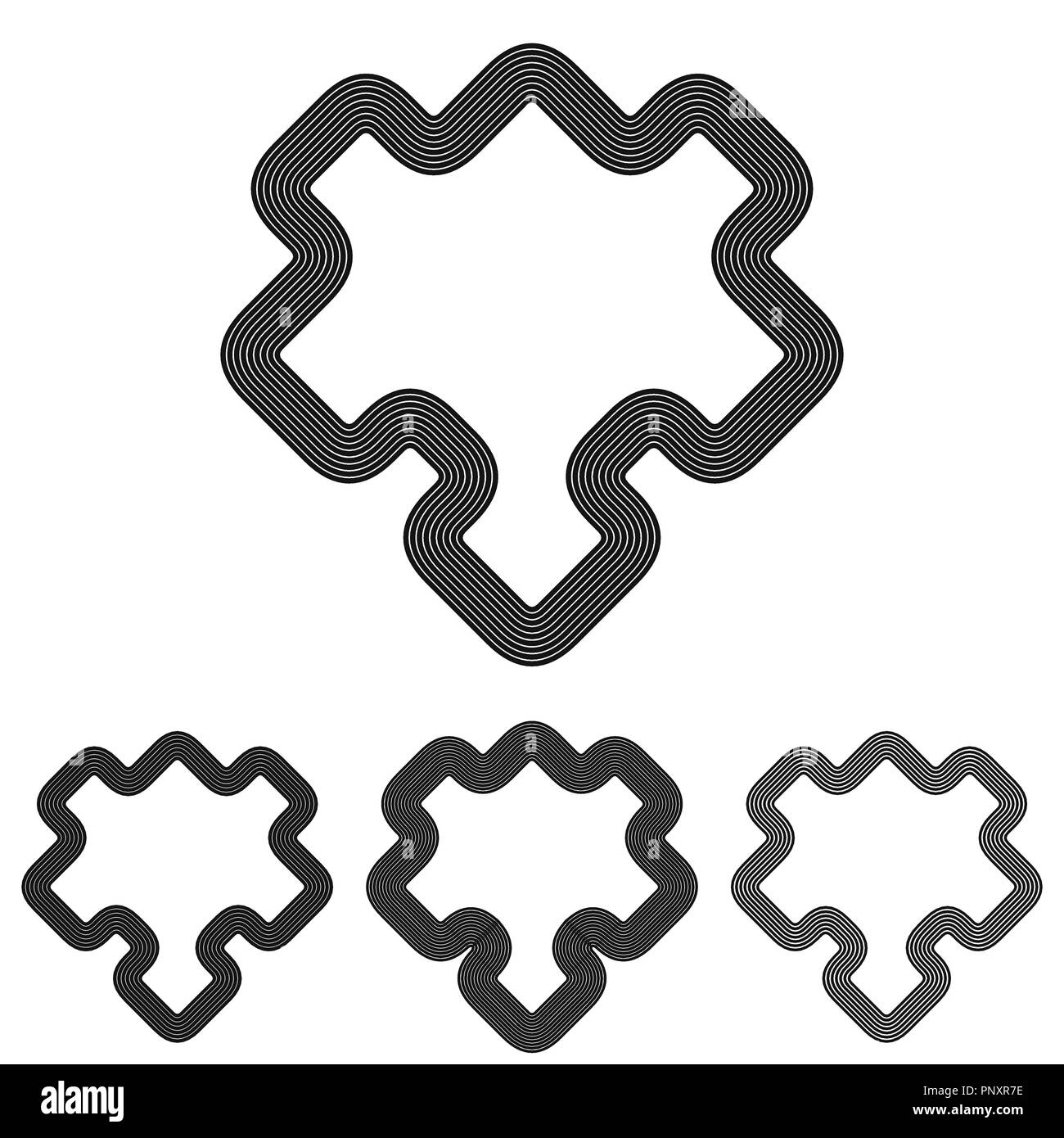 Line puzzle logo design set Stock Vector