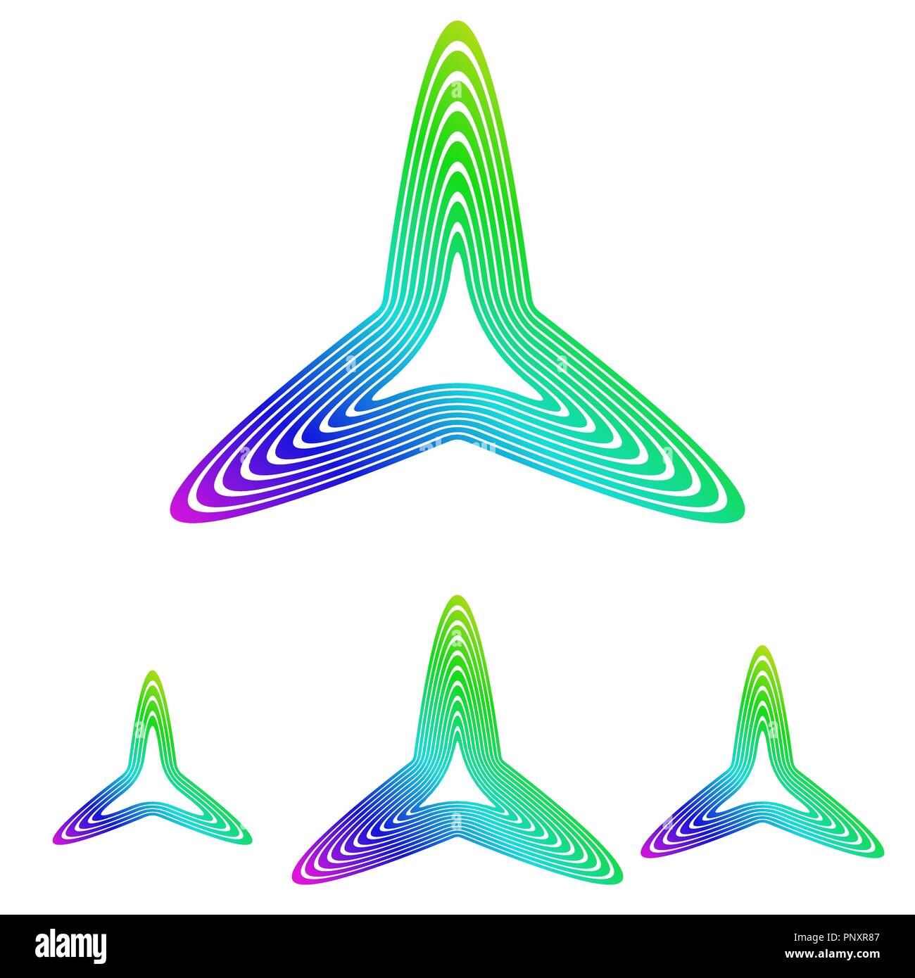 Multicolor line triangle logo design set Stock Vector