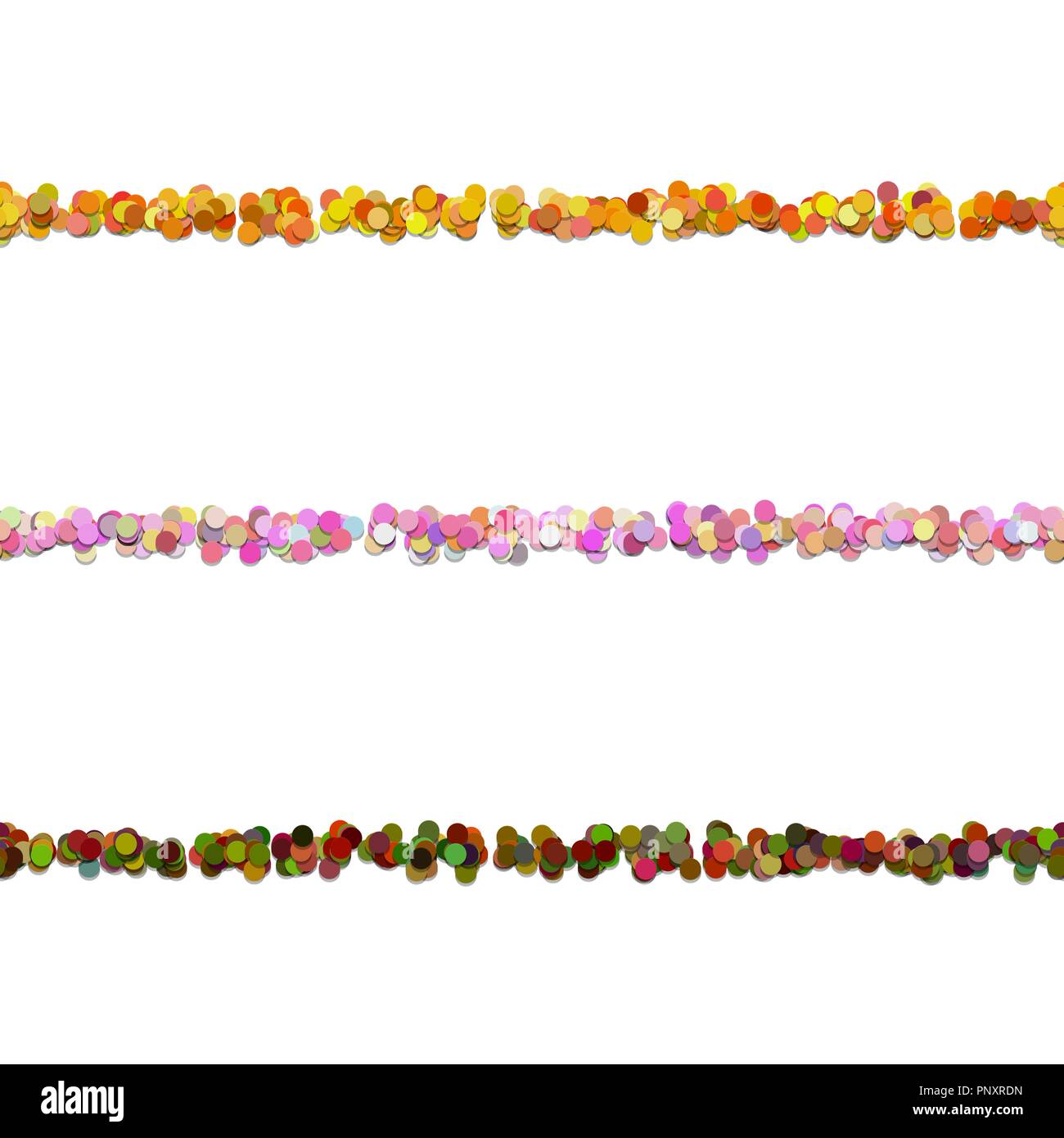 Repeatable dot pattern text dividing line design set - vector graphic design elements from colored circles Stock Vector