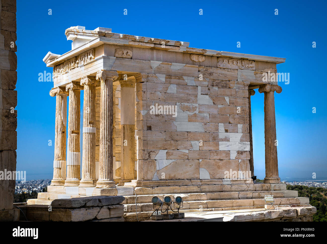 Temple of Athena Nike Propylaea Ancient Entrance Gateway Ruins Acropolis in  Athens, Greece. Construction ended in 432 BC Temple built 420 BC. Nike in  Stock Photo - Alamy