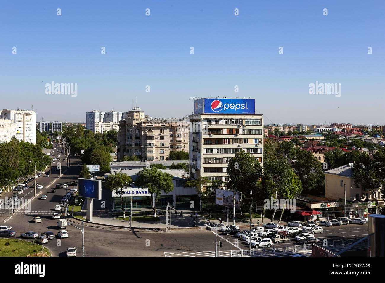 Tashkent, Uzbekistan - May 12, 2017: Wide cityscape of Tashkent city ...