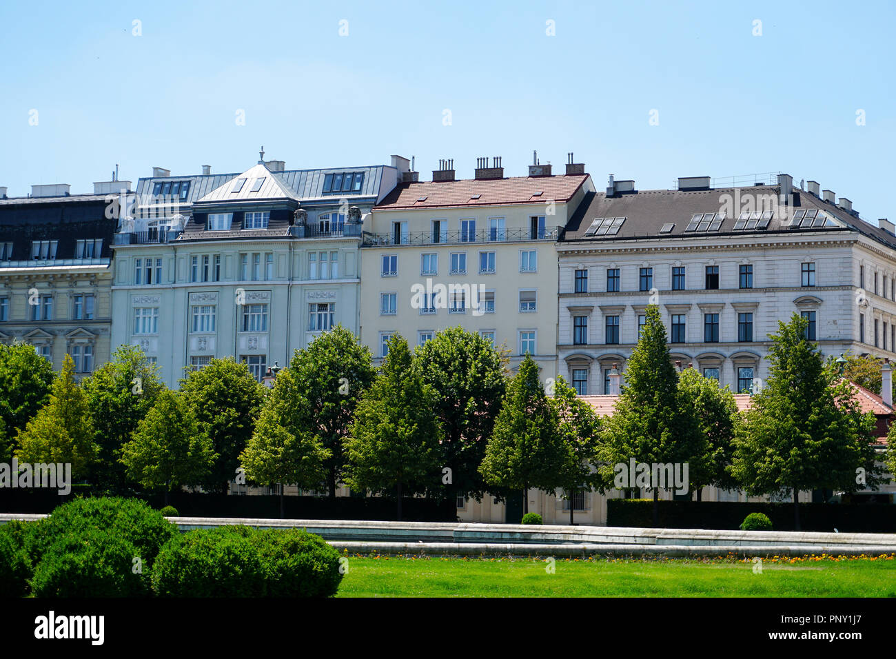 Old buildings and landscape design of Vienna. Stock Photo