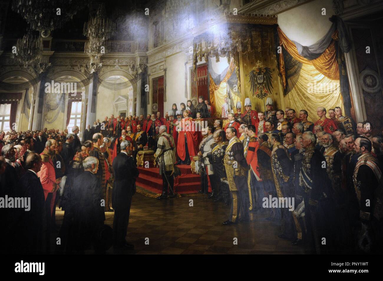 The Opening of the German Reichstag in the White Hall of the Berlin Schloss by Kaiser Wilhelm II on June 25, 1888. Detail. Painting finished in 1893 by Anton Von Werner (1843-1915). German Historical Museum, Berlin. Germany. Stock Photo